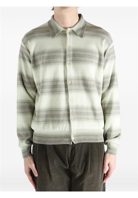 cardigan man lime and grey AURALEE | A26SC01GBLIME GRAY STRIPE